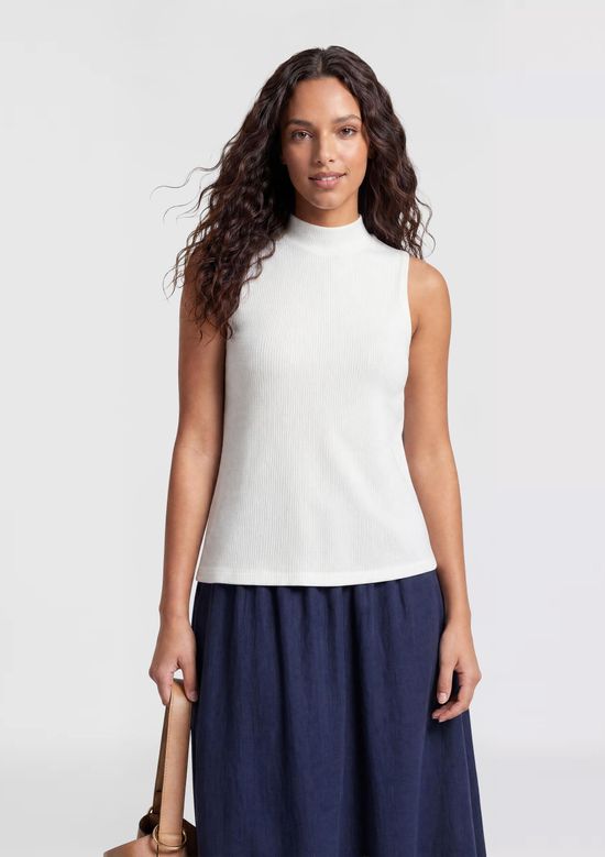 Foto do produto: Regata Feminina Gola Alta Canelada - Branco