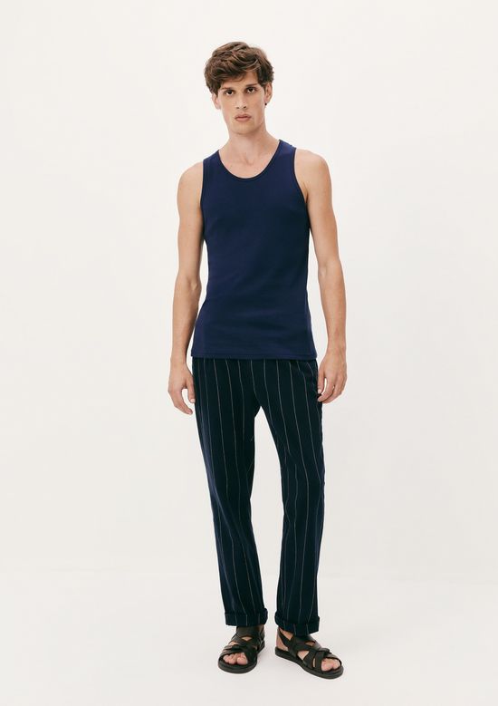Foto do produto: Regata Básica Masculina Slim Em Ribana Canelada - Azul