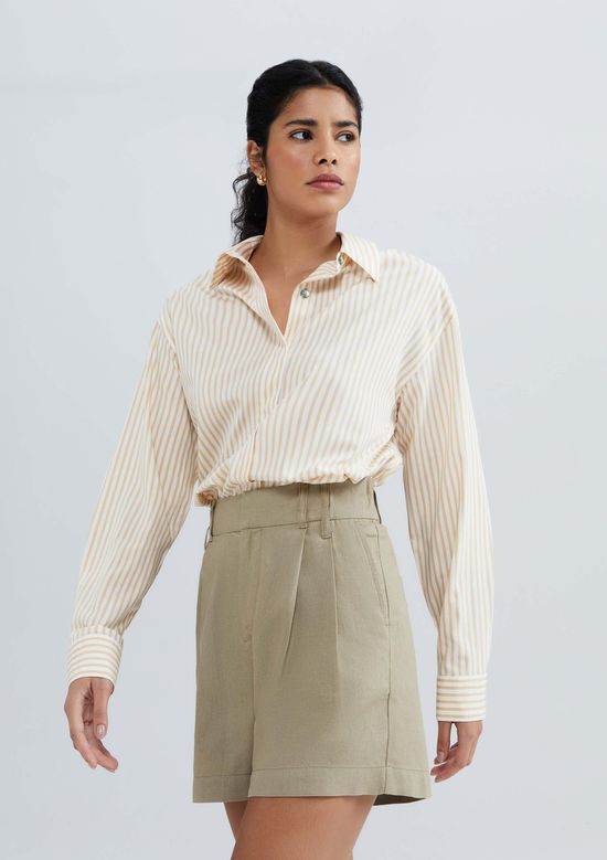 Foto do produto: Shorts Feminino De Alfaiataria Em Linho - Caqui