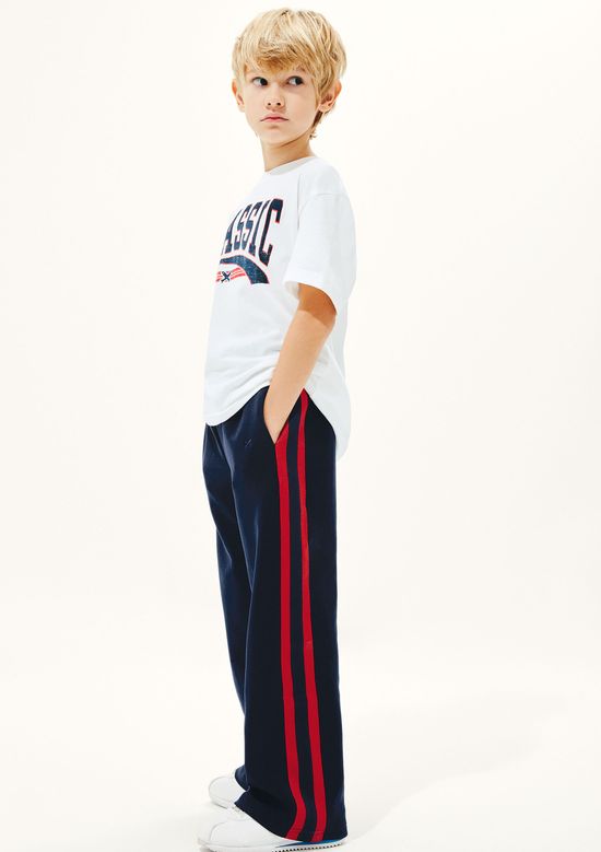 Foto do produto: Calça Infantil Menina Wide Leg Com Faixas Laterais - Azul