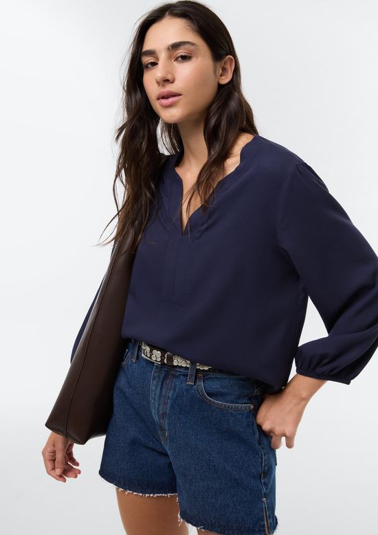 Foto do produto: Blusa Feminina Manga 3/4 Em Viscose - Azul
