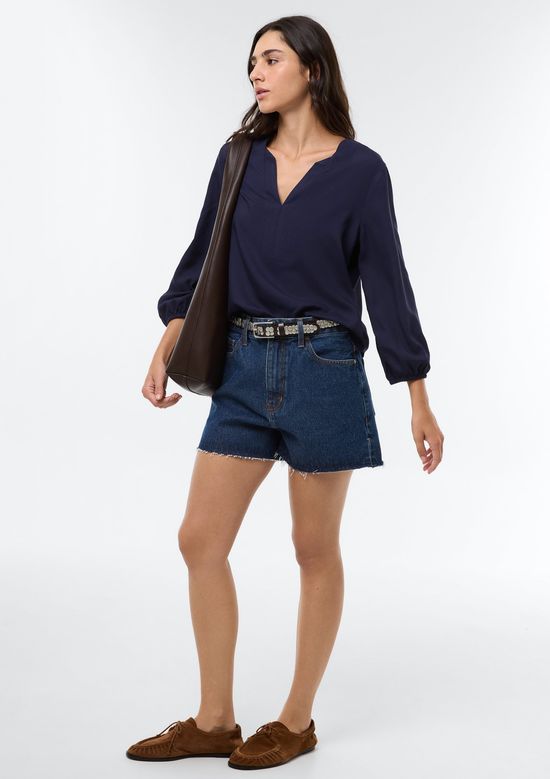 Foto do produto: Blusa Feminina Manga 3/4 Em Viscose - Azul