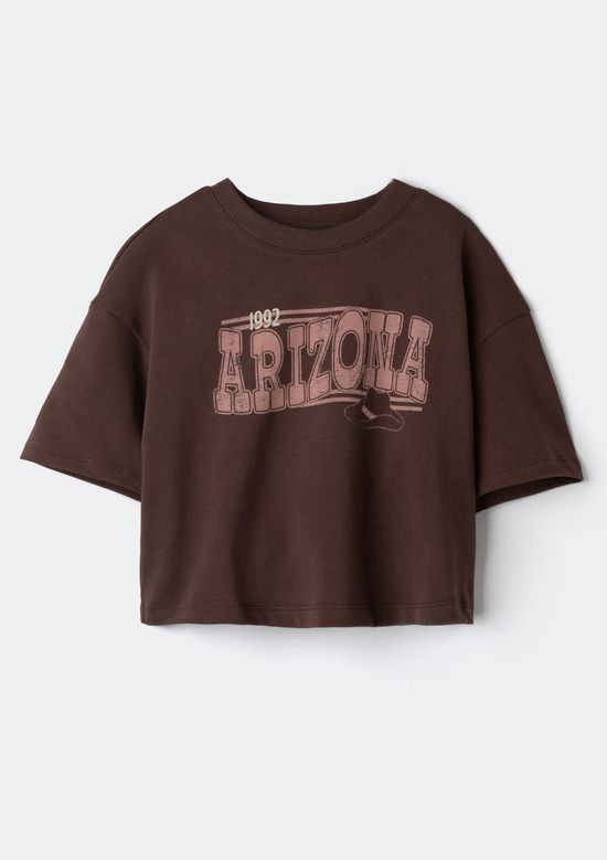 Foto do produto: Blusa Infantil Menina Box Oversized Super Cotton - Marrom