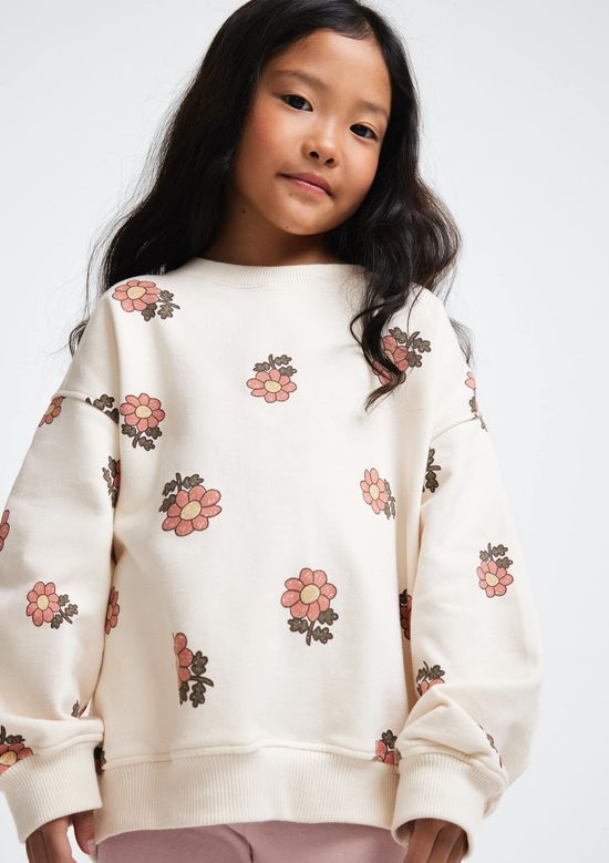 Foto do produto: Blusão Infantil Menina Oversized Em Moletom Estampado - Off white