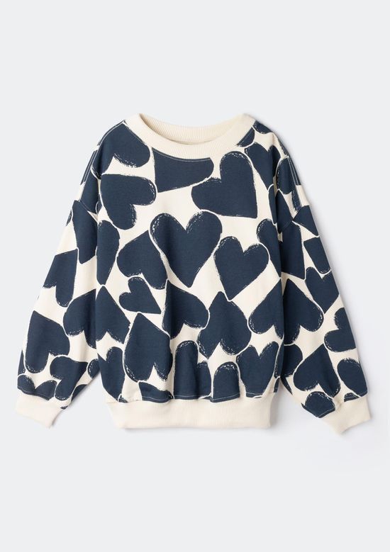 Foto do produto: Blusão Infantil Menina Oversized Em Moletom Estampado - Azul