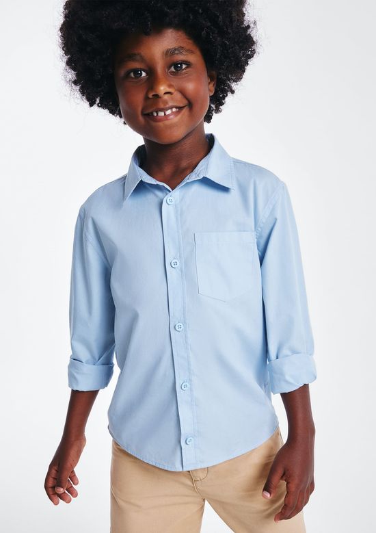 Foto do produto: Camisa Infantil Menino Em Tricoline - Azul