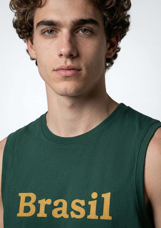 Foto do produto: Regata Masculina Em Malha Com Estampa Drop Brasil - Verde