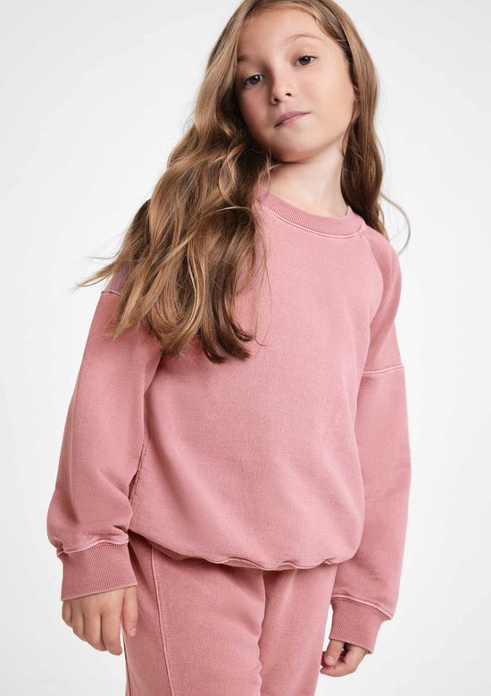 Foto do produto: Blusão Infantil Menina Oversized Em Moletom Estonado - Rosa