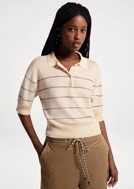 Foto do produto: Blusa Polo Feminina Em Tricô Leve - Off white