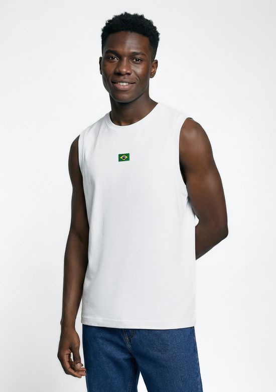 Foto do produto: Regata Masculina Em Malha Com Patch Drop Brasil - Off white