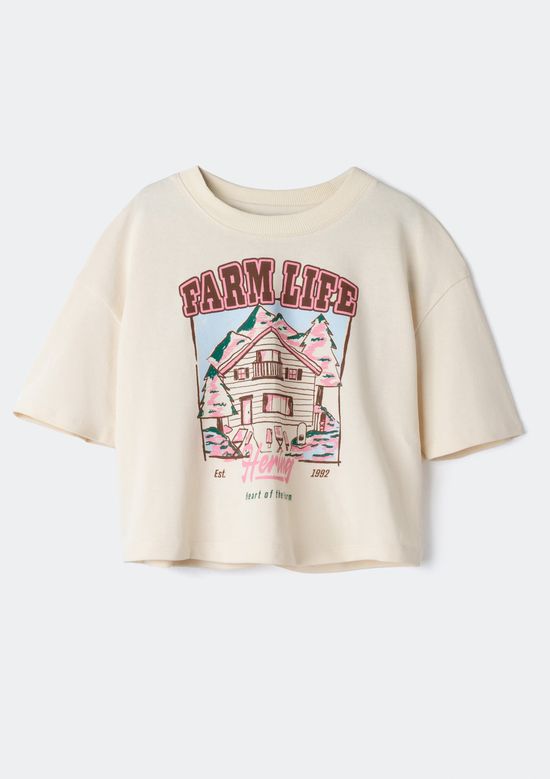Foto do produto: Blusa Infantil Menina Box Oversized Super Cotton - Creme