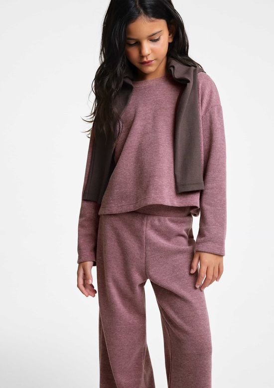 Foto do produto: Blusa Infantil Menina Manga Longa Em Veludo Estonado - Vinho