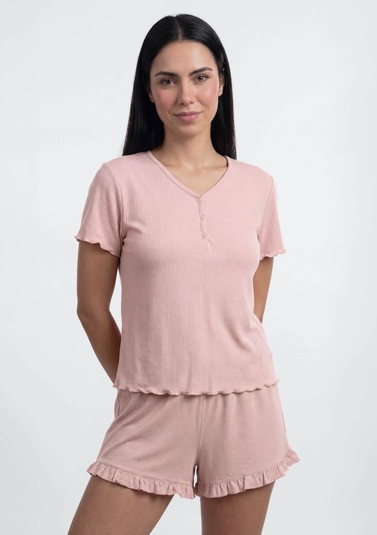 Foto do produto: Pijama Feminino Curto Texturizado - Rosa