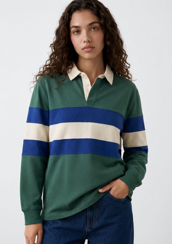 Foto do produto: Polo Feminina Manga Longa Listrada Drop Brasil - Verde