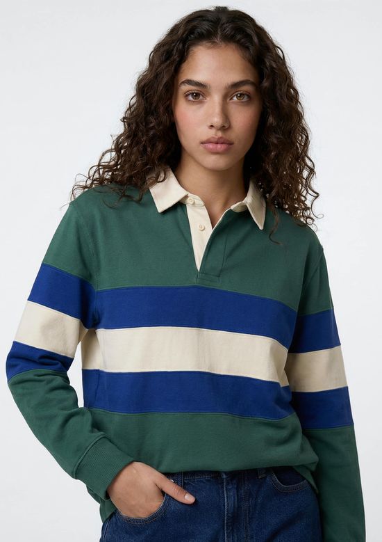 Foto do produto: Polo Feminina Manga Longa Listrada Drop Brasil - Verde