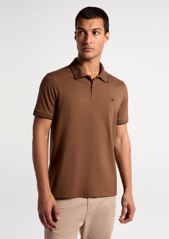 Foto do produto: Polo Masculina Manga Curta Em Piquet - Marrom