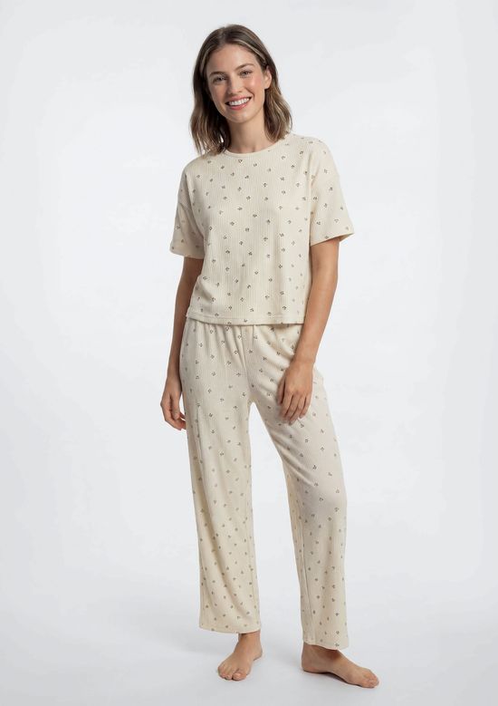 Foto do produto: Pijama Feminino Em Malha Jacquard - Creme