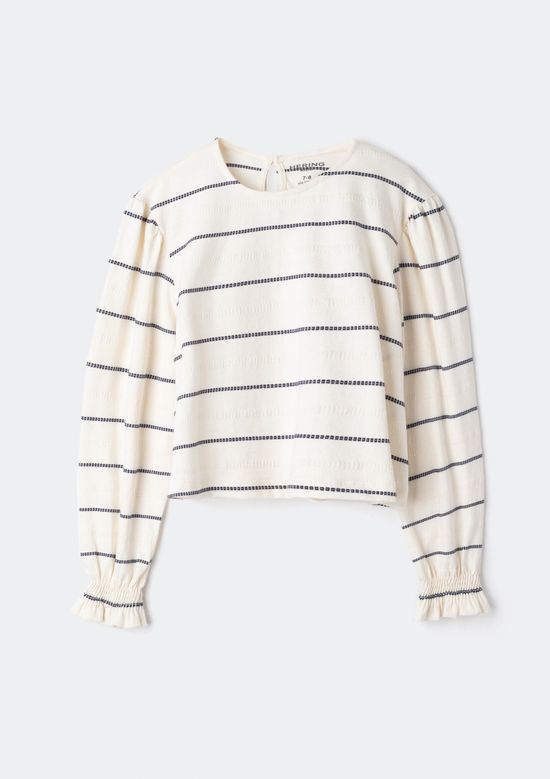 Foto do produto: Blusa Bata Infantil Menina Manga Longa Listrada - Creme