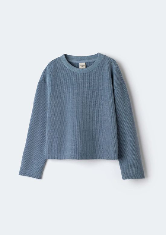 Foto do produto: Blusa Infantil Menina Manga Longa Em Veludo Estonado - Azul