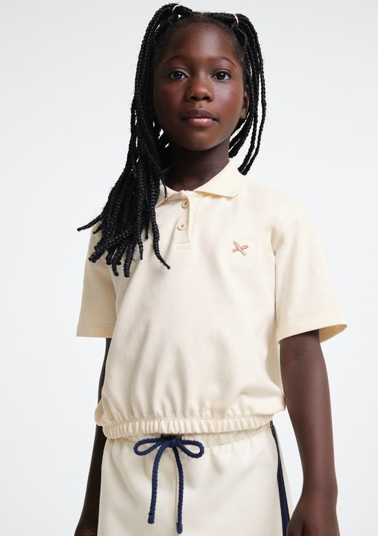 Foto do produto: Polo Infantil Menina Manga Curta Com Bordado - Creme