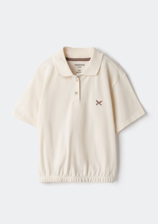 Foto do produto: Polo Infantil Menina Manga Curta Com Bordado - Creme