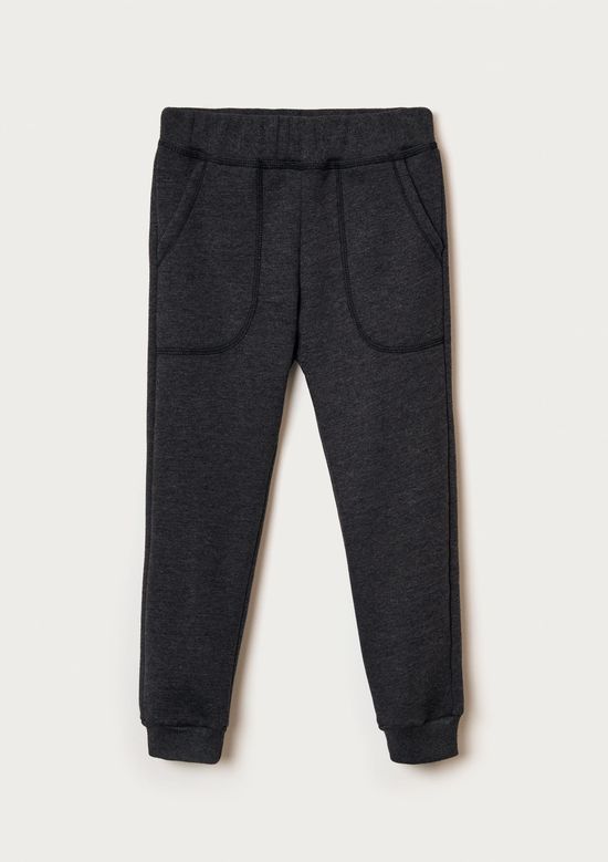 Foto do produto: Calça Básica Infantil Menino Em Moletom Peluciado Com Bolso - Cinza