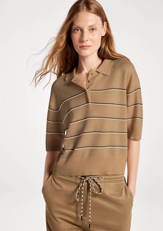 Foto do produto: Blusa Polo Feminina Em Tricô Leve - Bege