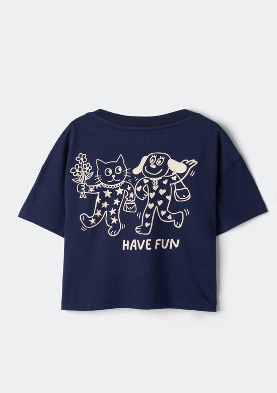 Foto do produto: Blusa Infantil Menina Box Com Estampa Frente E Costas - Azul