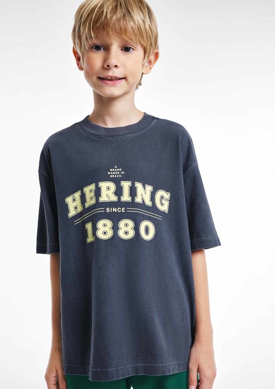 Foto do produto: Blusa Infantil Menina Oversized Em Malha Estonada Com Estampa - Azul