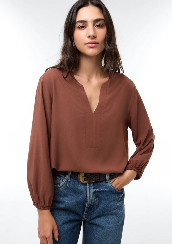Foto do produto: Blusa Feminina Manga 3/4 Em Viscose - Marrom