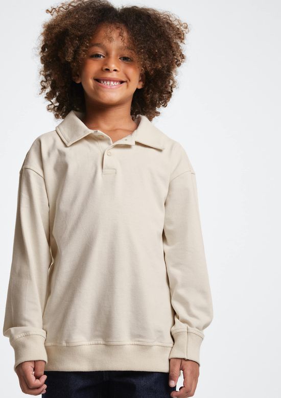 Foto do produto: Camisa Polo Infantil Menino Manga Longa Super Cotton - Creme