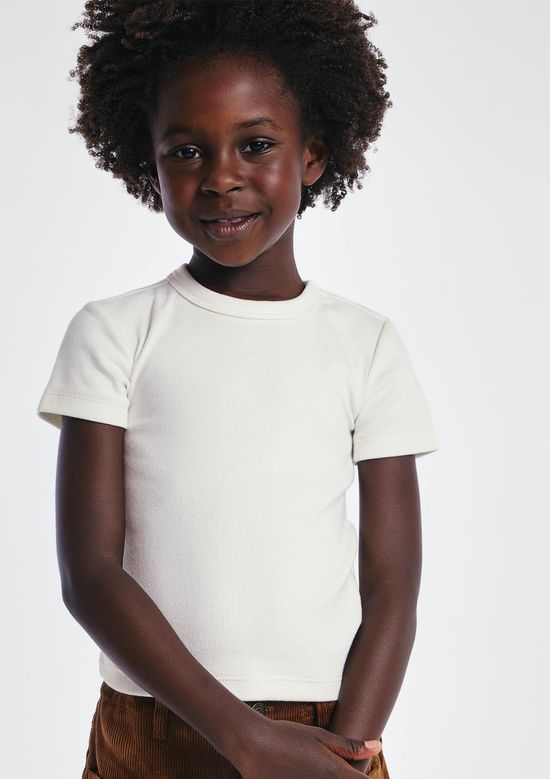 Foto do produto: Blusa Infantil Menina Em Ribana Canelada - Off white