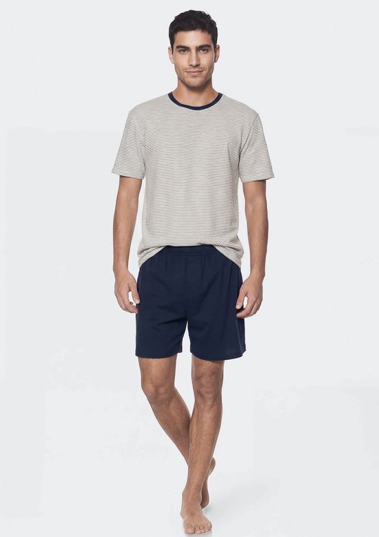 Foto do produto: Pijama Masculino Curto Fio Tinto Listrado - Azul