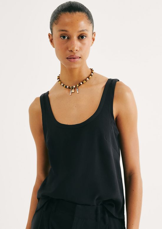 Foto do produto: Regata Feminina Decote U Em Peach Touch - Preto