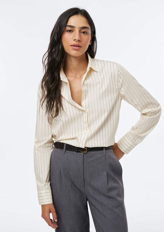 Foto do produto: Camisa Feminina Fio Tinto Listrada - Off white
