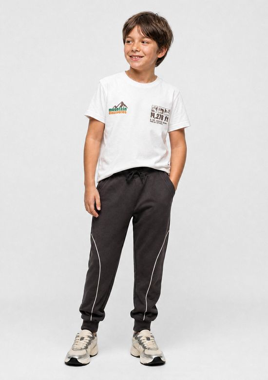 Foto do produto: Calça Infantil Menino Jogger Em Moletom - Cinza