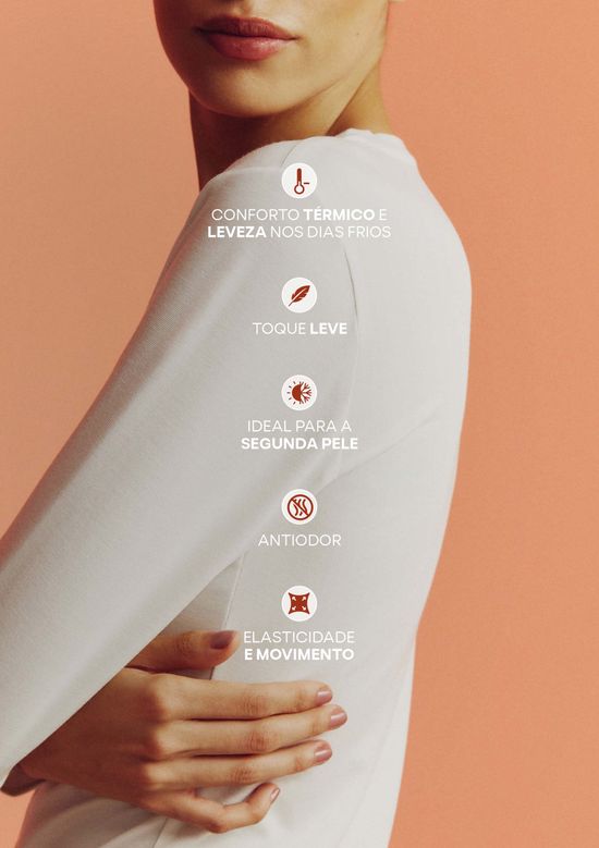 Foto do produto: Camiseta Feminina Manga Longa Segunda Pele Hering Aquece - Branco