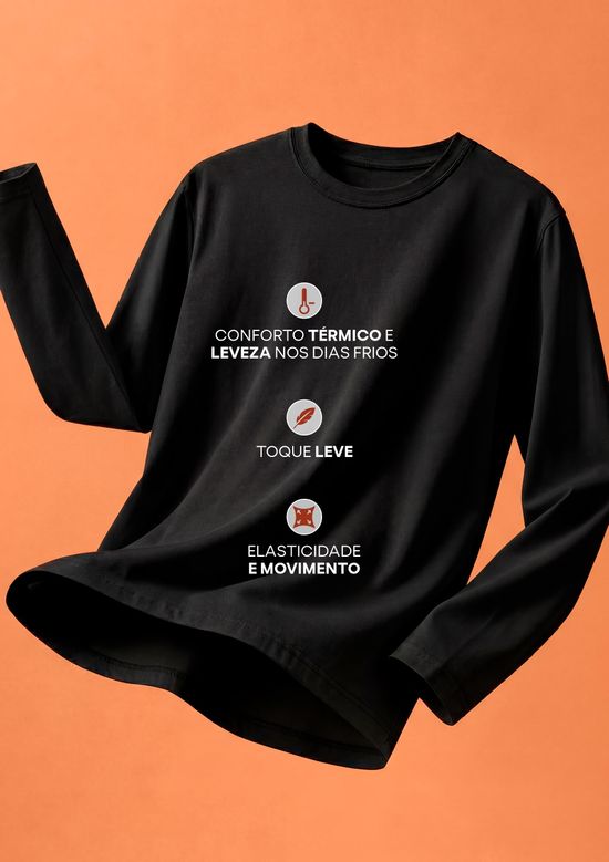 Foto do produto: Camiseta Masculina Manga Longa Segunda Pele Hering Aquece - Preto