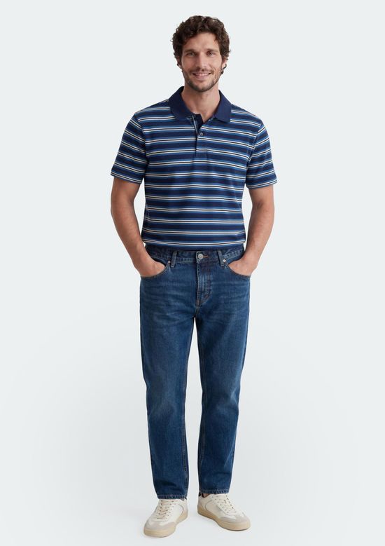 Foto do produto: Camisa Polo Masculina Em Piquet Fio Tinto - Azul