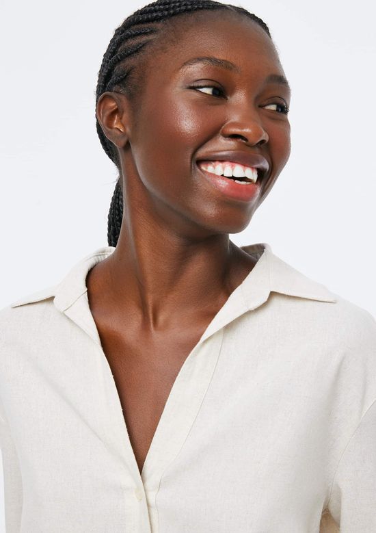 Foto do produto: Camisa Feminina Manga 7/8 Com Linho - Off white