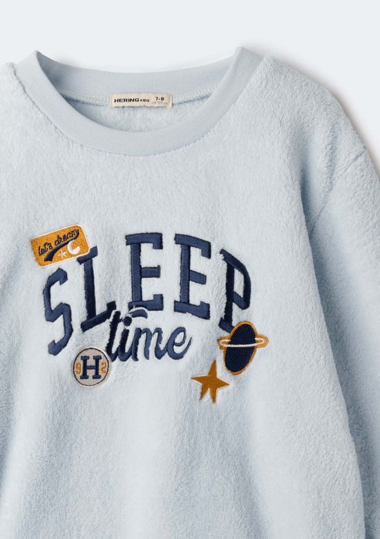 Foto do produto: Pijama Infantil Menino Longo Estampado Em Fleece - Azul