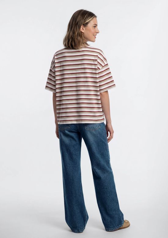 Foto do produto: Camiseta Feminina Box Listrada - Off white