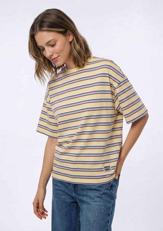 Foto do produto: Camiseta Feminina Box Listrada - Creme