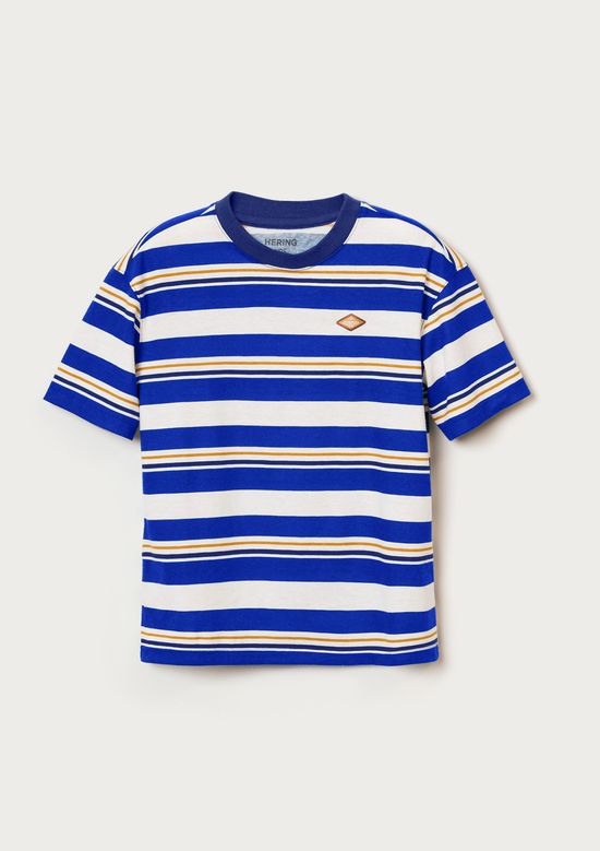 Foto do produto: Camiseta Infantil Menino Listrada Com Patch - Azul