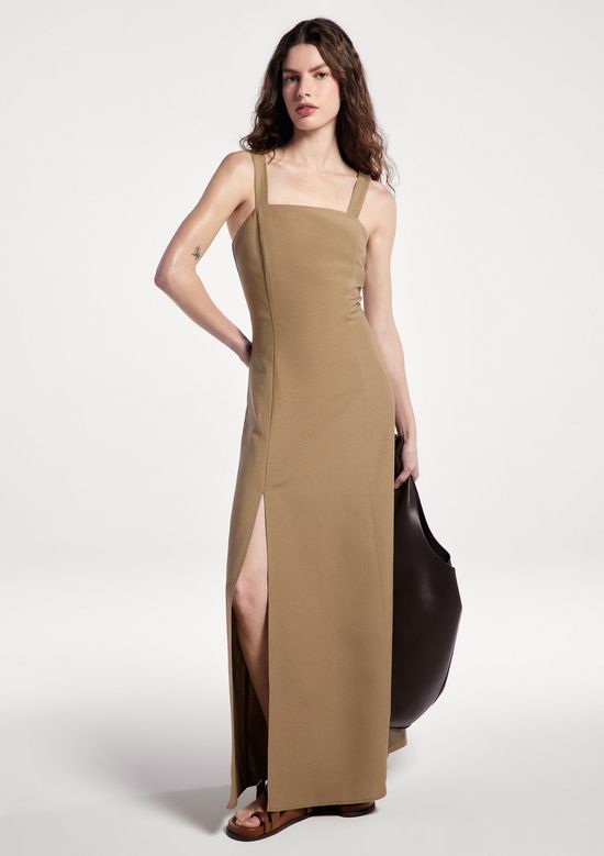 Foto do produto: Vestido Longo Em Viscolinho - Bege