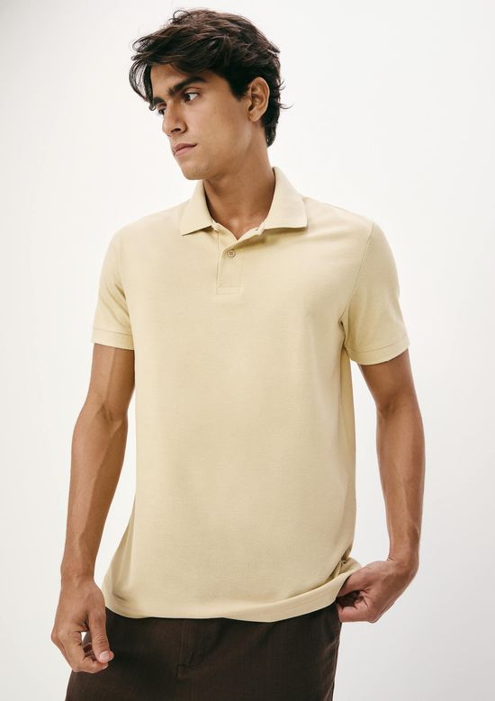Foto do produto: Camisa Polo Básica Masculina Manga Curta Em Piquet - Bege