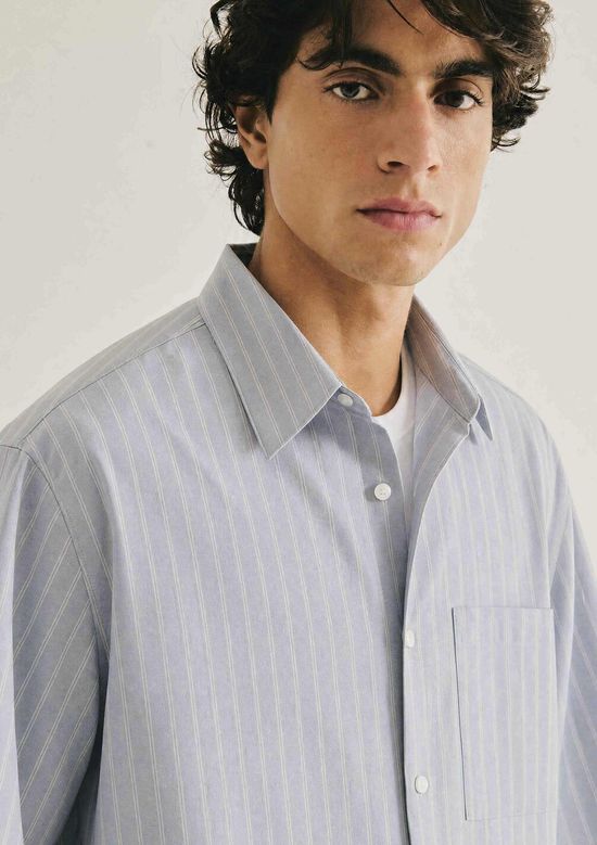 Foto do produto: Camisa Masculina Tricoline Fio Tinto - Azul