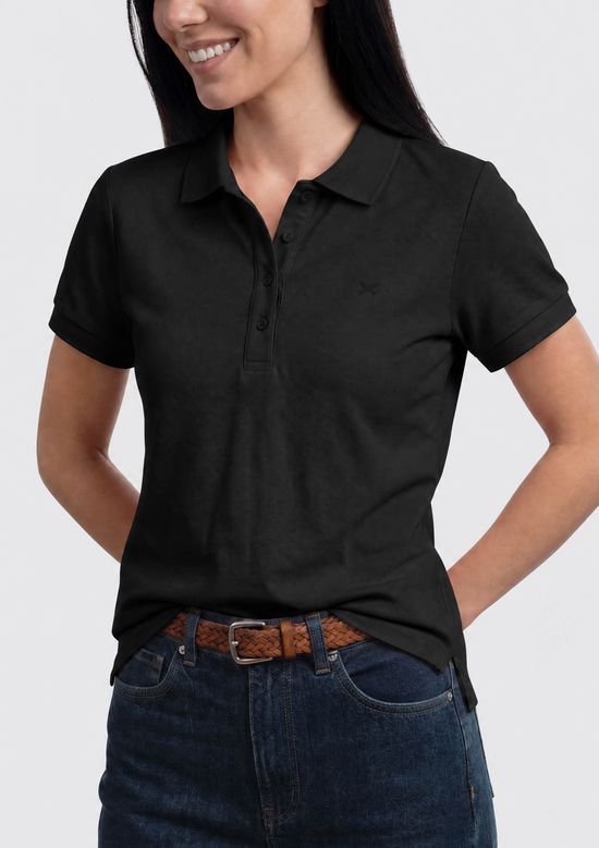 Foto do produto: Polo Feminina Bordada Em Malha Piquet - Preto