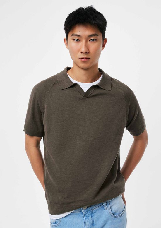 Foto do produto: Polo Masculina Em Tricô Flamê - Marrom