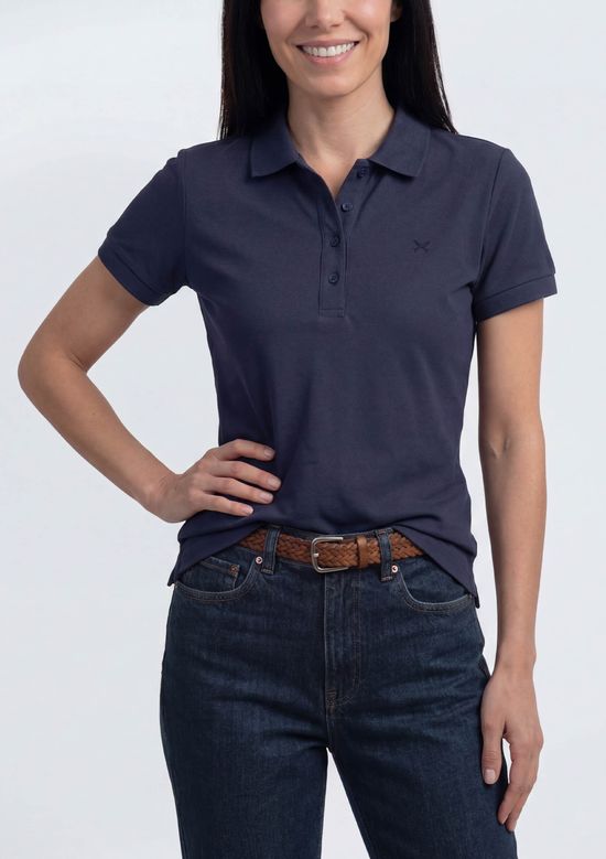 Foto do produto: Polo Feminina Bordada Em Malha Piquet - Azul